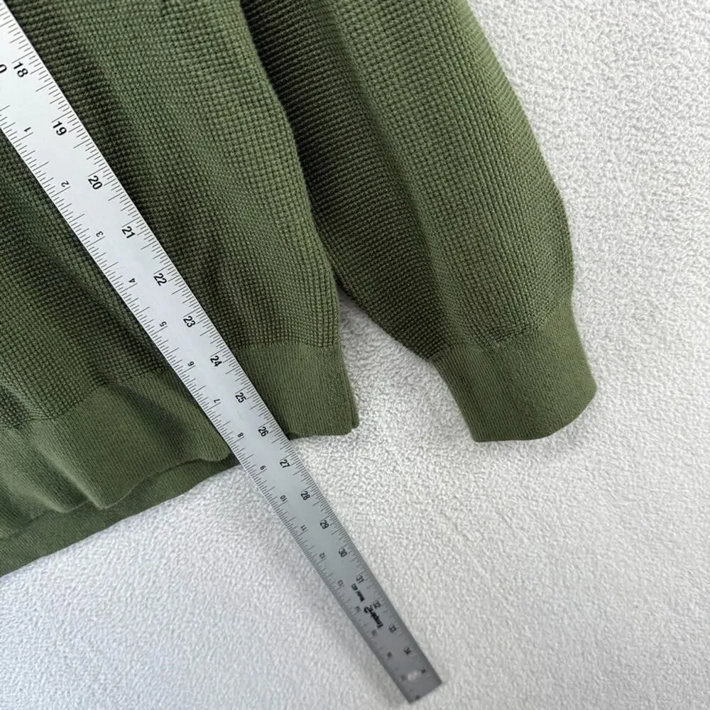 J Crew Polo Shirt Mens Small Green Sweater Thermal Waffle Knit Johnny Collar NEW
